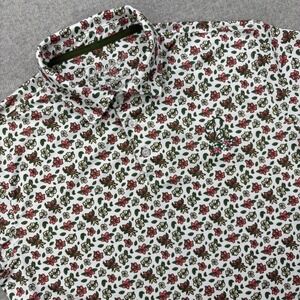 Barstool‎ Sports Polo Shirt Youth Large Floral All Over Print Performance Golf